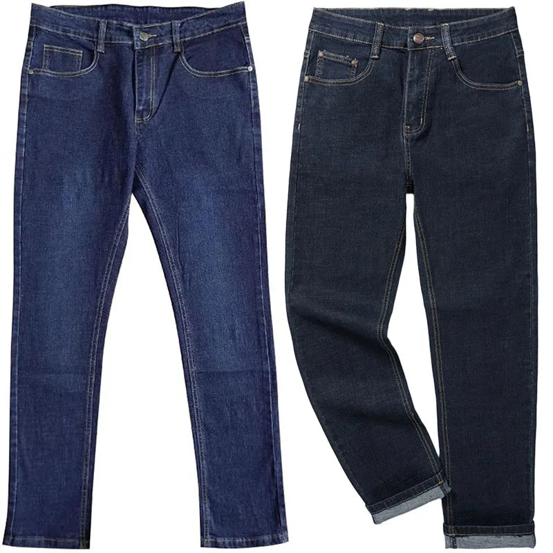 Oversized Jeans For Men 10XL(50 Inch) - Plus Size Straight Leg Stretch Pants Blue Big & Tall Streetwear Classic 5 Pocket Design