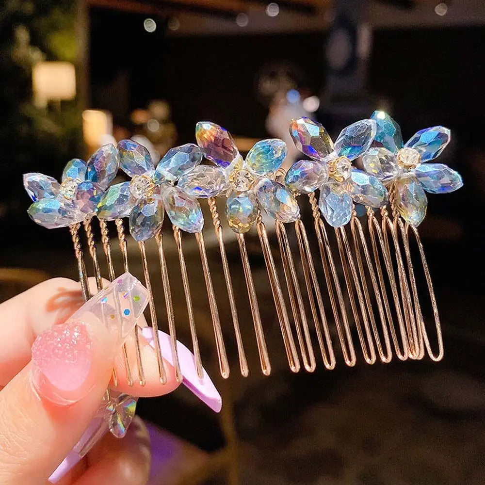 Elegant Girl's Gift Hair Accessories Arylic  Hair Comb Children Flower Hairpin Imitation Pearl Hair Claw Crystal Hair Clip
