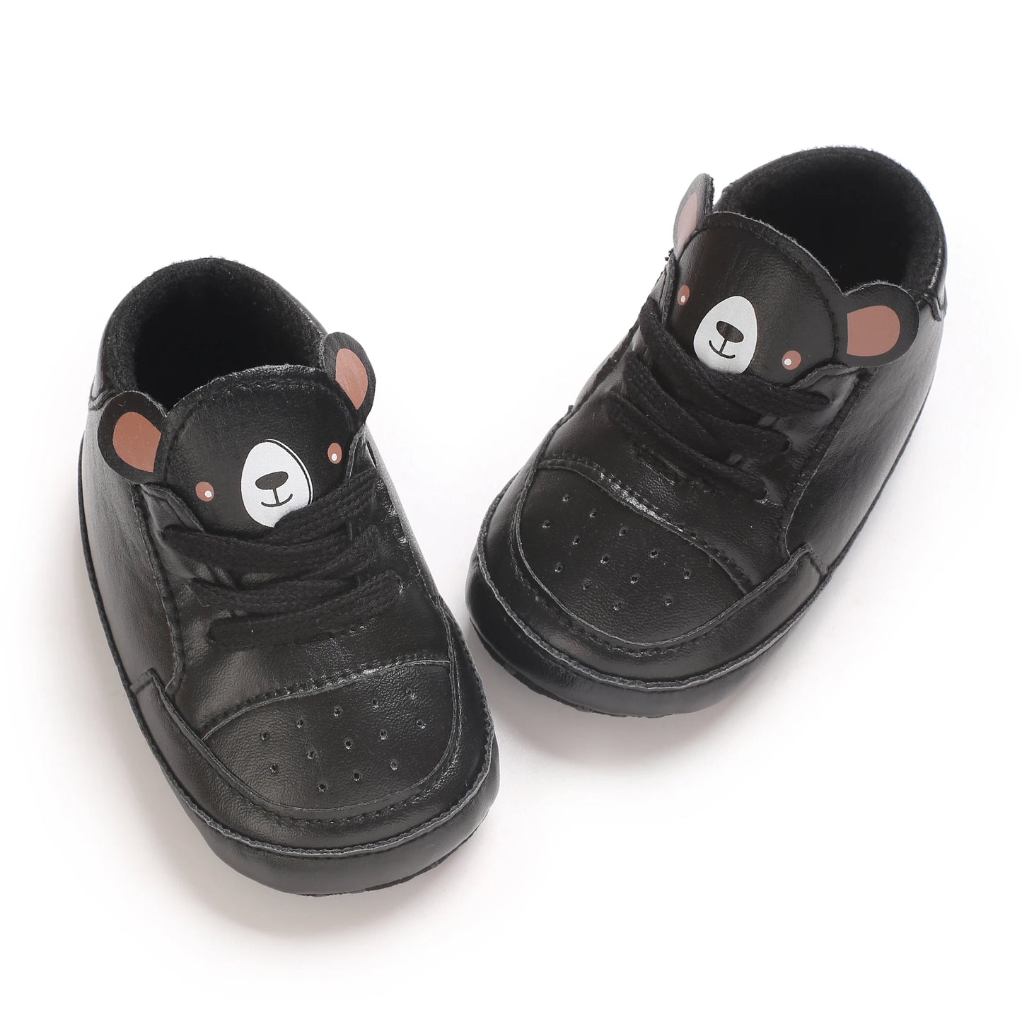 NEW Baby Shoes Newborn Boys Sneaker Girls Cartoon First Walkers Kids Toddlers Lace Up PU Leather Soft Soles Sneakers 0-18 Months
