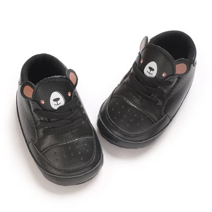 NEW Baby Shoes Newborn Boys Sneaker Girls Cartoon First Walkers Kids Toddlers Lace Up PU Leather Soft Soles Sneakers 0-18 Months