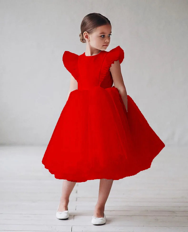 2025 New Summer Girls Dress Elegant Fashion Little Princess Dress Long Tulle Kids Lace Wedding Ceremony Dresses For 2-10 Years