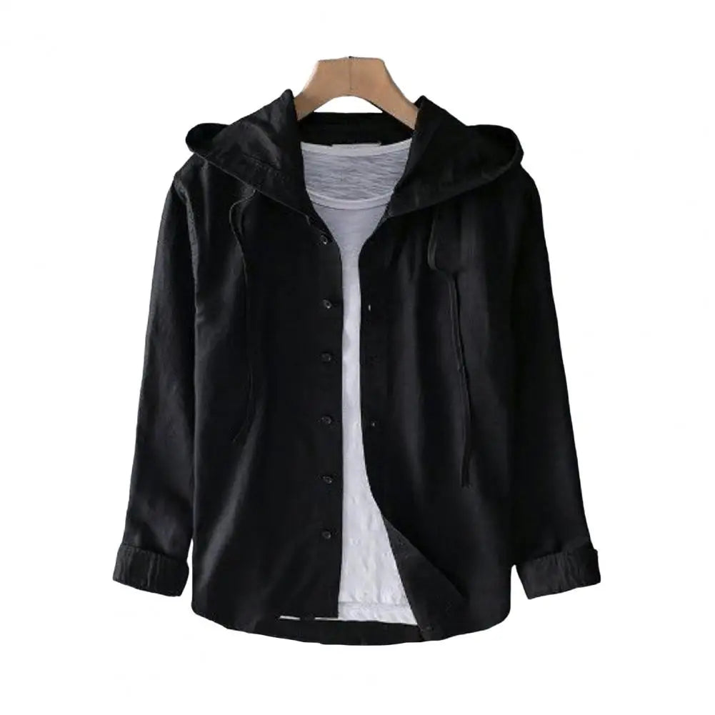 Men Summer Shirt Sun Anti UV Long Sleeve Hooded Drawstring Single breasted Soft Loose Breathable Cardigan Coat Top (Available)