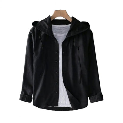 Men Summer Shirt Sun Anti UV Long Sleeve Hooded Drawstring Single breasted Soft Loose Breathable Cardigan Coat Top (Available)
