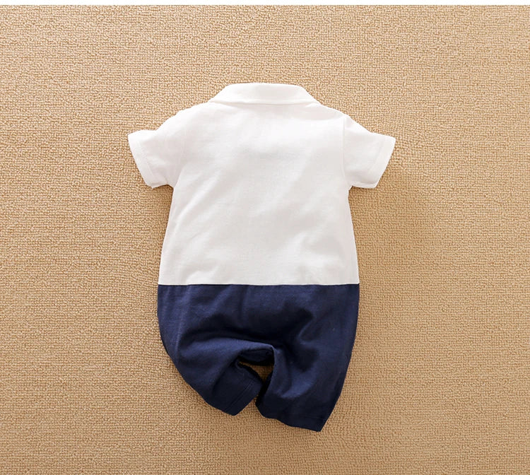 Newborn Clothing Handsome Gentleman Party Dress CottonComfortable AndSoft Summer Boys And Girls 0-18m Short Sleeve Baby Bodysuit