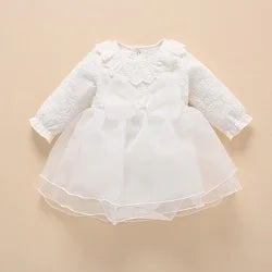Newborn Baby Girl Dress Baptism Dress White Christening Clothes For Baby Girl Lace Vestido Bebe Robe Bapteme 3 6 9 Months