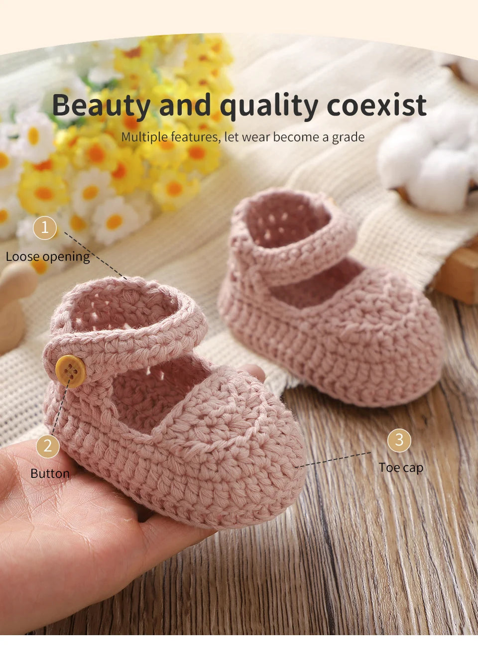 Newborn Baby Girl Shoes 0-1Y Fashion Pure Color Knit Infant Anti-Slip Soft Soled First Walkers Children Winter Walking Prewalker