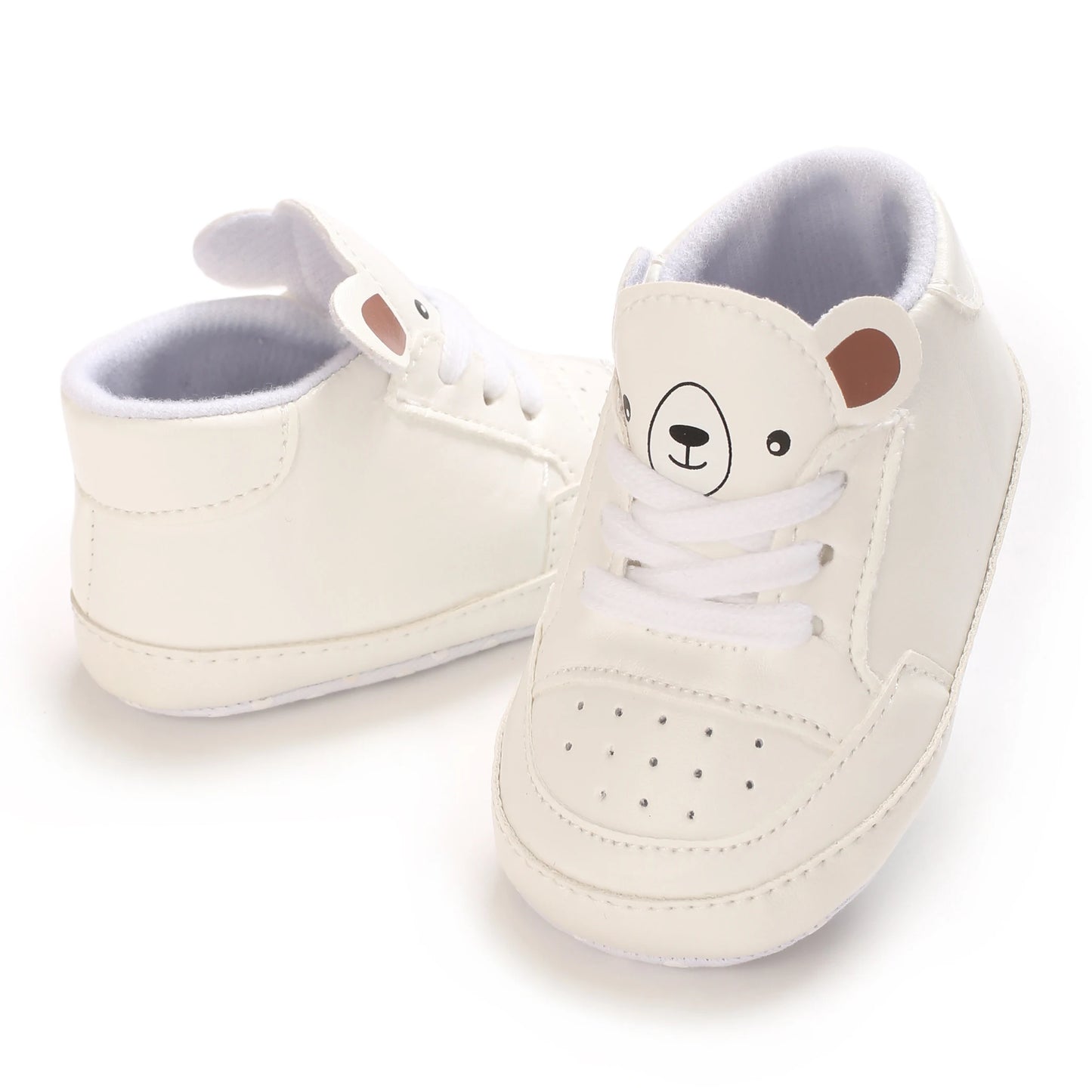 NEW Baby Shoes Newborn Boys Sneaker Girls Cartoon First Walkers Kids Toddlers Lace Up PU Leather Soft Soles Sneakers 0-18 Months