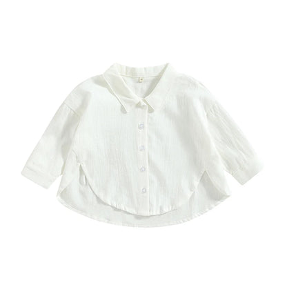 Summer Boys T-shirts Children Clothes Girls Long Sleeve Kids Shirt Baby Boys Cotton Tops Lapel Collar Tee