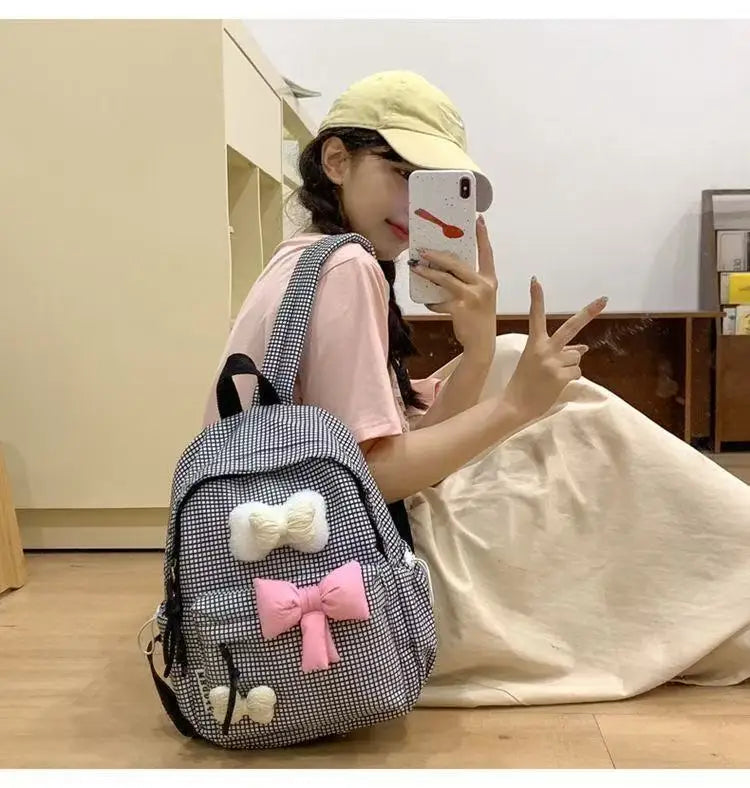 School Bag Bow Tie Schoolbag Japanese Style Instagram, College Student Backpack Fresh And Versatile Cute Backpack For Girls Gift