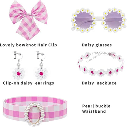 Girls Party Dresses Pink Plaid Princess Dress Birthday Party Children's Day Perform Dress Kid Carnival Halloween Cosplay Costume