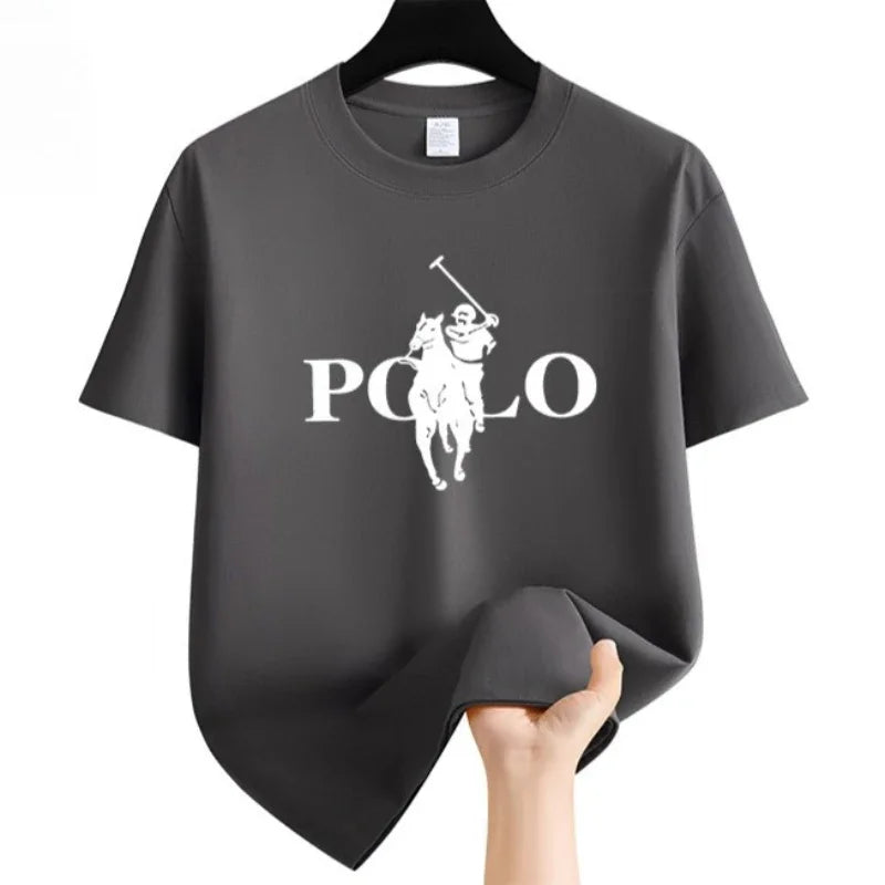 Men's Summer Fashion Brand Clothing  Casual Business Shorts  Loose Sleeve Versatile Round Neck T-Shirt  Breathable T-Shirt  (Available)