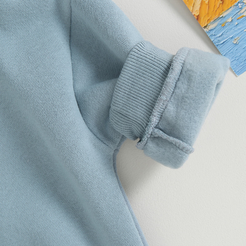 Newborn Baby Boy Clothes Little Dude Bubs Sweatshirt Bubble Romper Fleece Sweater  Fall Winter Outfit