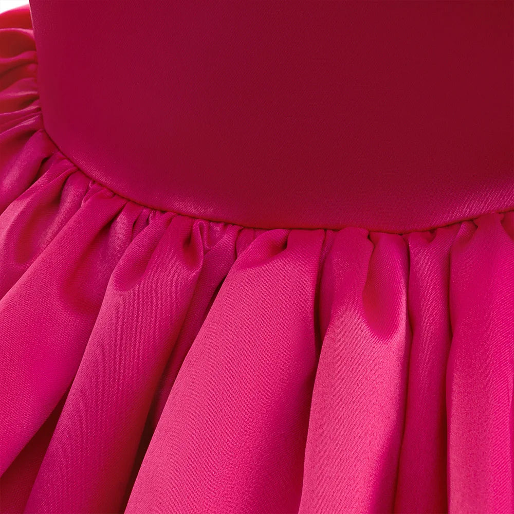 Fashion Big Bow Girls Party Dress Formal Pink Wedding Bridesmaid Birthday Princess Dresess for Girl Gala Christmas Kids Clothes