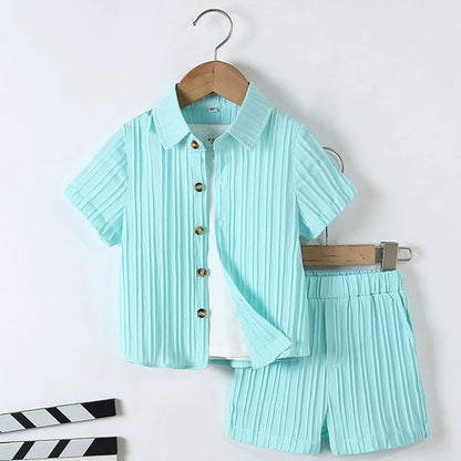 Summer Boy Casual Shorts Shorts Light Blue Handsome Gentleman Thin Fashionable Dress Suit Birthday Party Outing Out For Clothing