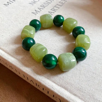 Women's Bracelet with Square and Round Acrylic Beads; Simple European and American Inspired Design, Korean Fashion Accessory