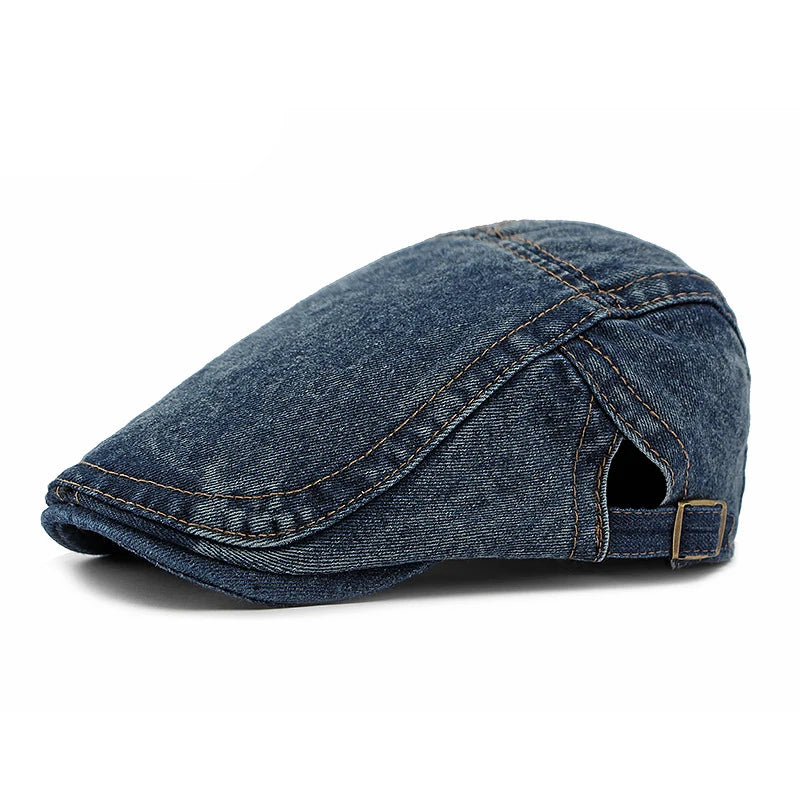 Men's Denim Beret Newsboy Hat Spring Summer Unisex Flat Cap Cabbie Driving Ivy Hats Retro Casual Baseball Cap Adjustable