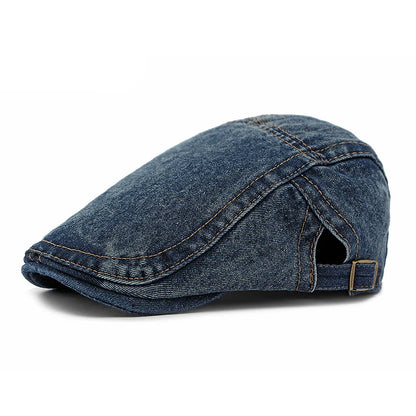 Men's Denim Beret Newsboy Hat Spring Summer Unisex Flat Cap Cabbie Driving Ivy Hats Retro Casual Baseball Cap Adjustable