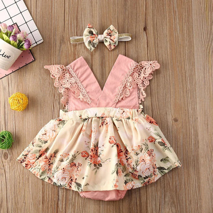 Baby Girl Dress New 2-piece Red Flower Baby Clothing Newborn Girl Lace Dress Princess Skirt Clothing 0-24M Princess Dress