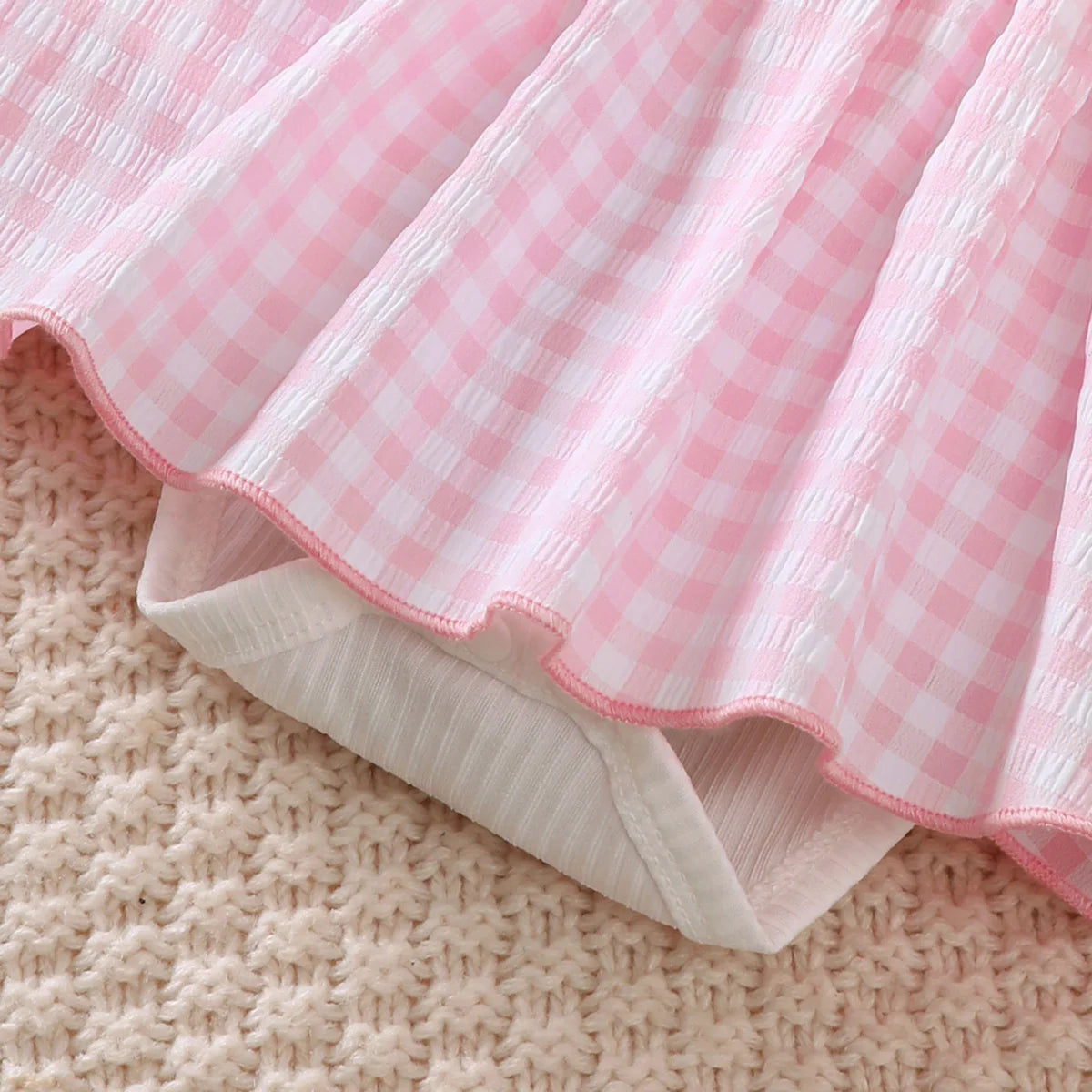Newborn Baby girl Dress Pink Checkered Flower Fashionable Dress for 0-18 Months Cute Baby girl Autumn Long sleeved Dress