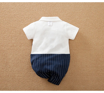 Newborn Clothing Handsome Gentleman Party Dress CottonComfortable AndSoft Summer Boys And Girls 0-18m Short Sleeve Baby Bodysuit
