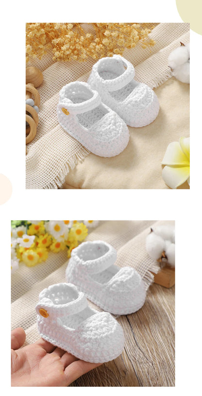 Newborn Baby Girl Shoes 0-1Y Fashion Pure Color Knit Infant Anti-Slip Soft Soled First Walkers Children Winter Walking Prewalker
