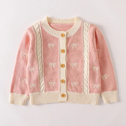 Winter Spring Baby Knitted Clothing Long Sleeved Floral Embroidery Knitting Coat Newborn Baby Girls Knitting Cardigan Sweater (Available)