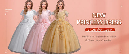 New Gorgeous Girls Party Dress Opening Ceremony Clothing Halloween Performance Dance Princess Skirt 4-12T Christmas dress