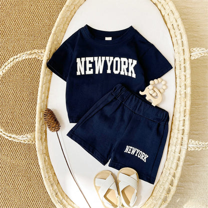 Summer Hot Baby Boys Clothes Pure Cotton Short Sleeved+Shorts Set Letter Printed T-shirt Sports Set Baby Girl Newborn 2PCS