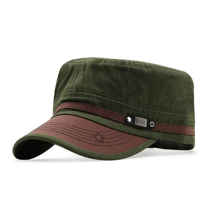 Men Unisex Army Hat Baseball Cap Cotton Cadet Hat Military  Breathable Combat Fishing Flat Adjustable Cap (Available)