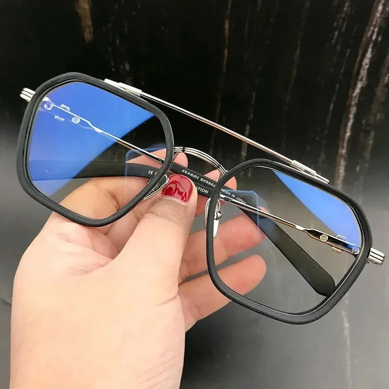 Fashion Men Sunglasses Oversized Frame Women Anti-blue Light Transparent Glasses UV400 Eyewear Flat Mirror Eyeglass