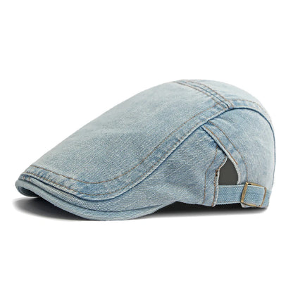 Men's Denim Beret Newsboy Hat Spring Summer Unisex Flat Cap Cabbie Driving Ivy Hats Retro Casual Baseball Cap Adjustable