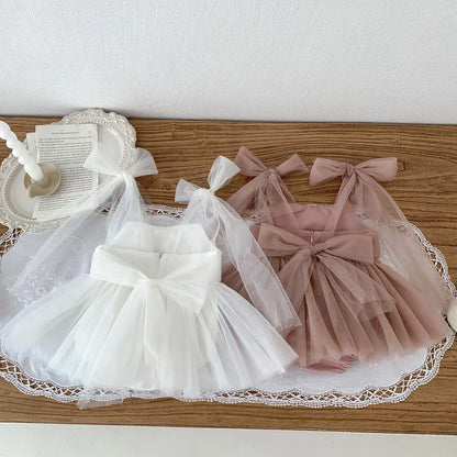 0-2 Year Old Baby Dress Summer New Newborn Centennial Birthday Party Girl Princess Dress Sleeveless Mesh Romper Dress