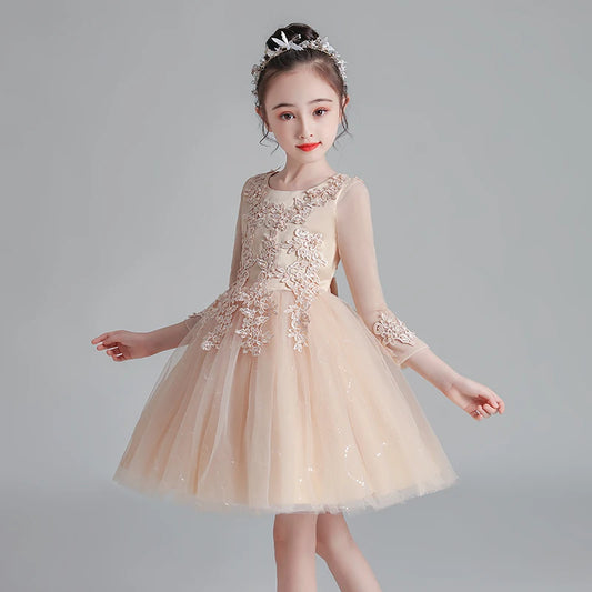 Girls Dress New Design Tail Evening Bridesmaid Wedding Casual Elegant New Year Princess Children Party Dress