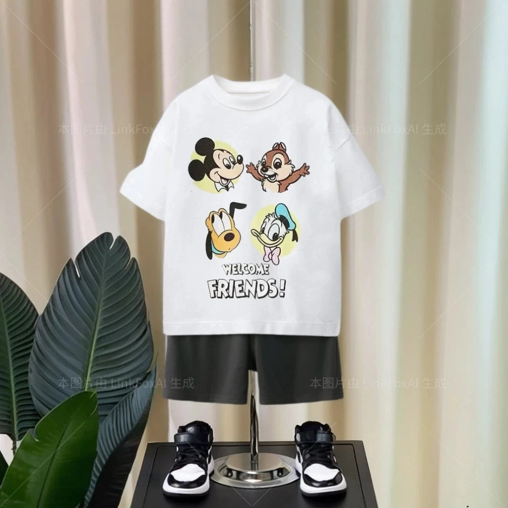 Boys' Set Summer Short Sleeved Casual T-shirt+shorts Set 2-piece Clothing For Children Infants And Young Children Boys' Set