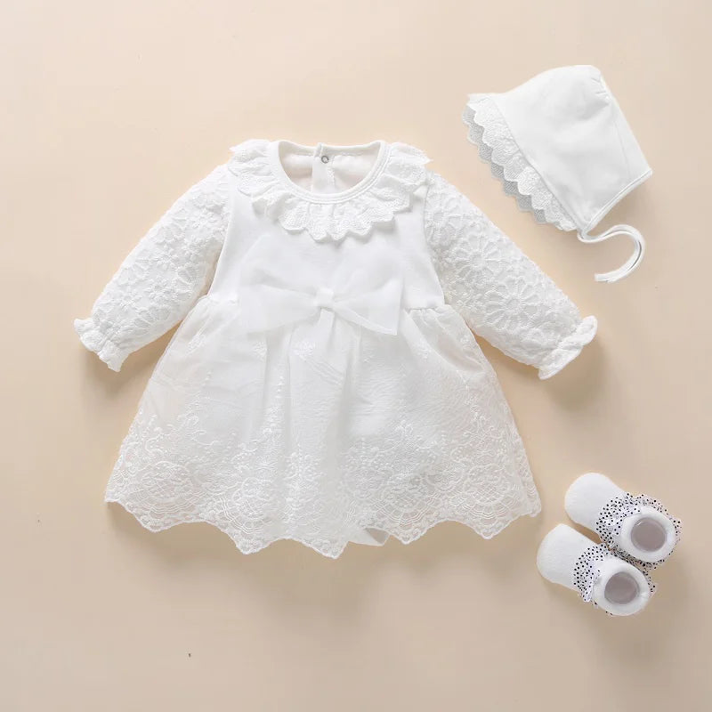 Newborn Baby Girl Dress Baptism Dress White Christening Clothes For Baby Girl Lace Vestido Bebe Robe Bapteme 3 6 9 Months