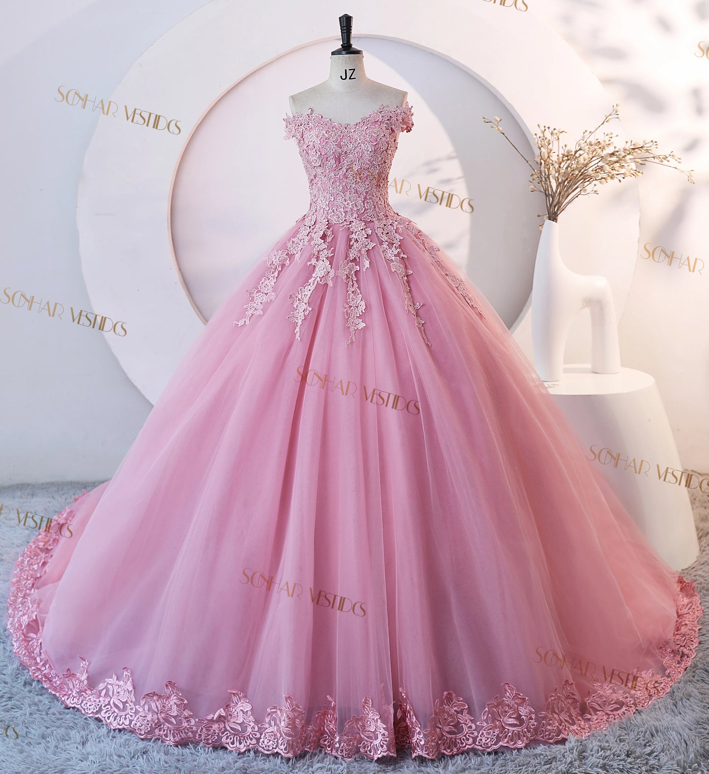 Dust Pink Party Dresses 15 Quinceanera Dresses Ball Gown Elegant Off Shoulder Prom Gown Formal 15 Year Old Dress Customized