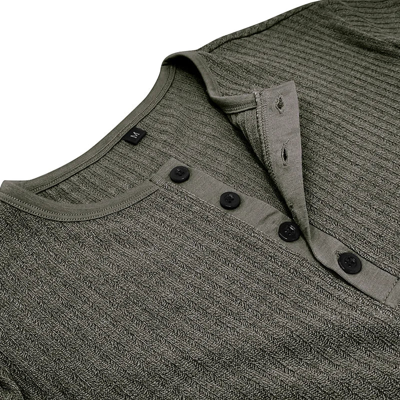 Summer Trend Men's Short Sleeve Casual T-Shirts Solid Henley Neck Button Up Pullover Tops Spring Turn Down Collar Basic Shirt (Available)