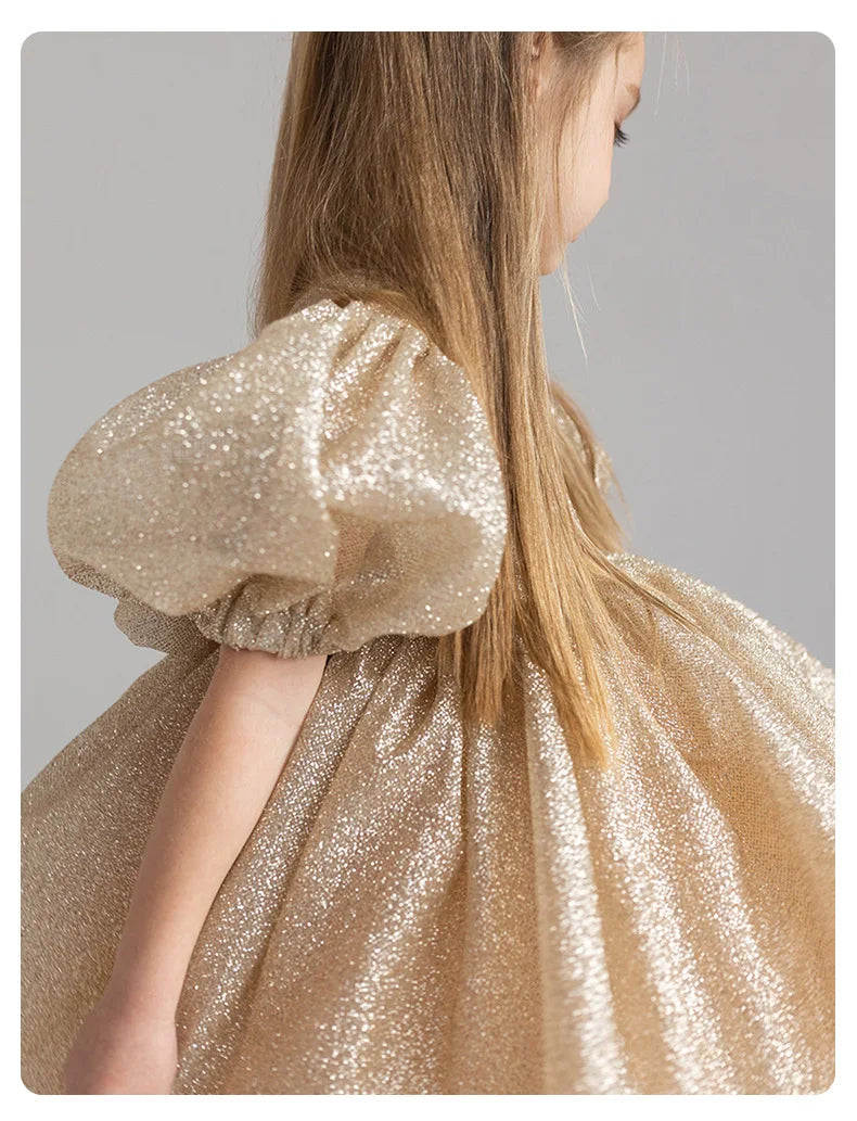 Elegant Puffy Luxury Girls Party Dresses Bowknot Evening Dress Flower Girl Princess Dress For Weddings Solid Bridesmaid Costume