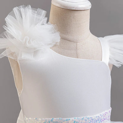 Baby Girls Party Dresses Sleeveless Eleagnt Solid Wedding Evening Ball Gown Holiday Costume Tulle Dress For Little Girl