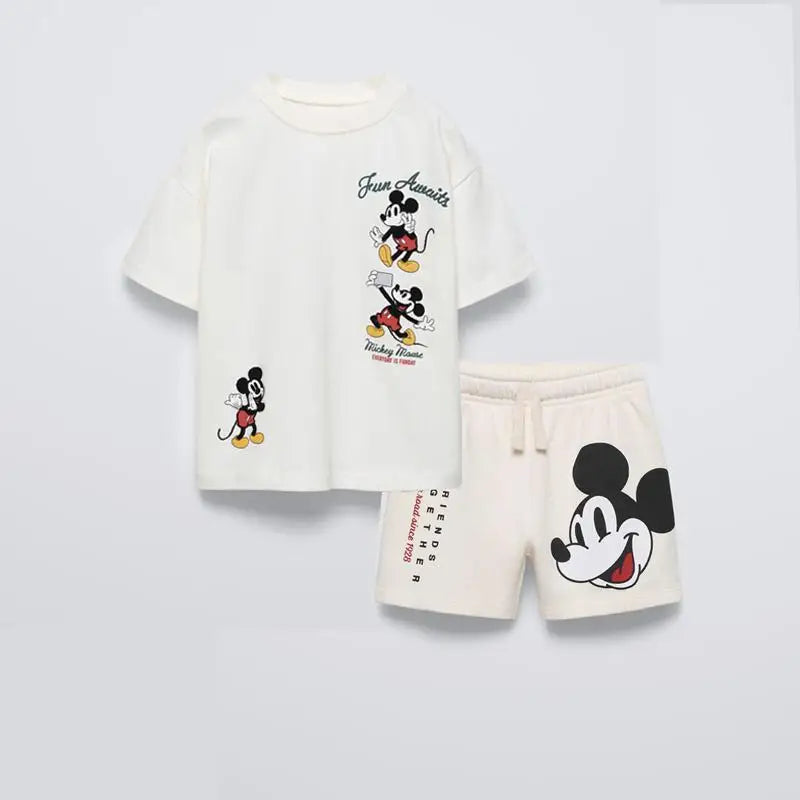 Summer Boys Fashion Costume Printing T-shirt Black Shorts Trendy Clothes Kids Short Sleeve Shorts Children Casual Sports Set