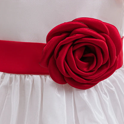 Girls Party Dresses White Wedding Bridesmaid Princess Dress Girls Elegant Birthday Piano Perform First Communion Baptism Gown