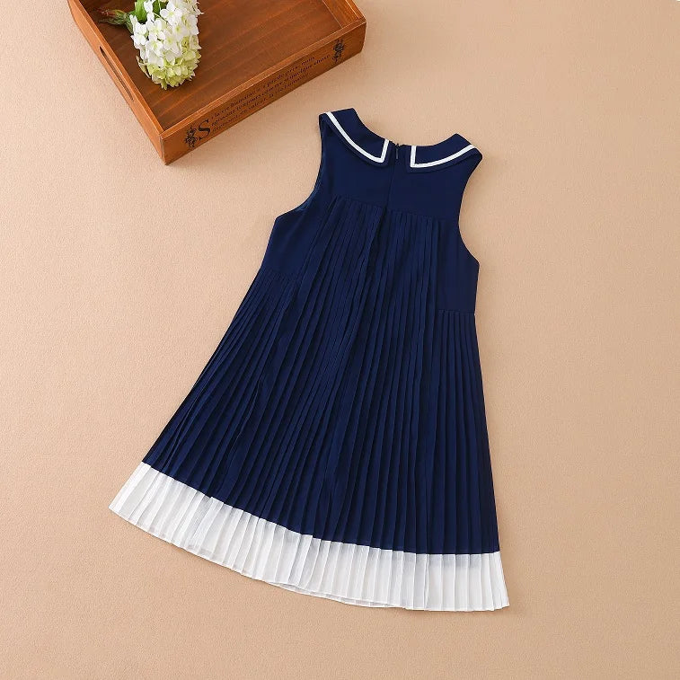 Girl Dresses Sleeveless Summer Chiffon Pleated Clothing Kids' Dresses Baby Girl One-piece Dress