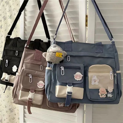 School Tote Book Bags for Girls Satchels Canvas Women Handbags Shoulder Bag Nylon Ladies Messenger Bag Oxford Crossbody Bags