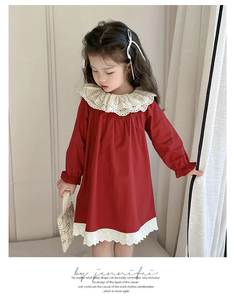 Girls' Dress Spring and Autumn 2025 New Children's Foreign Spring Dress Long Sleeve Skirt Spring Girl Princess Dress