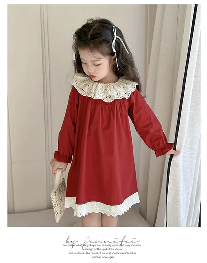 Girls' Dress Spring and Autumn 2025 New Children's Foreign Spring Dress Long Sleeve Skirt Spring Girl Princess Dress