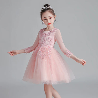 Girls Dress New Design Tail Evening Bridesmaid Wedding Casual Elegant New Year Princess Children Party Dress