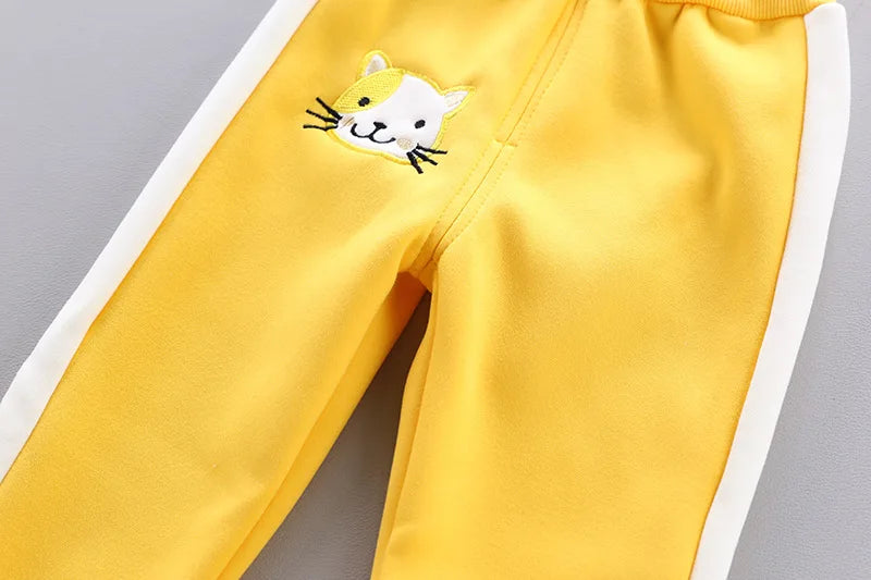 Winter Baby Boys Clothing Sets 2024 Cartoon Toddler Boys Girls Warm Hooded Coats Pants Suit Kids Thick Tracksuit Clothes Set (Stock)