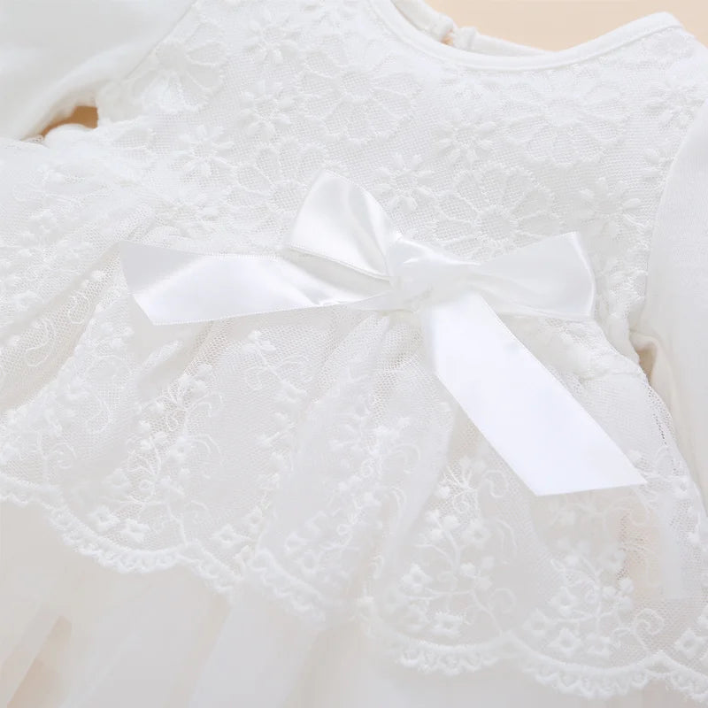 Newborn Baby Girl Dress Baptism Dress White Christening Clothes For Baby Girl Lace Vestido Bebe Robe Bapteme 3 6 9 Months