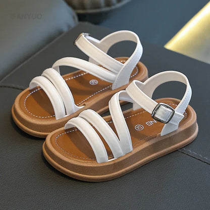 1-10Y Baby Girls Sandals Summer Children's New Cool Fashion Princess Cute Versatile Shoes for Students Flat Sandal Casual Shoe  (Available)
