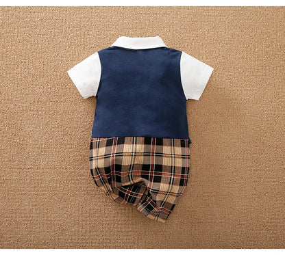 Newborn Clothing Handsome Gentleman Party Dress CottonComfortable AndSoft Summer Boys And Girls 0-18m Short Sleeve Baby Bodysuit